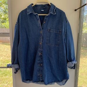 Old Navy Oversized Boyfriend Button Down Jean Shirt